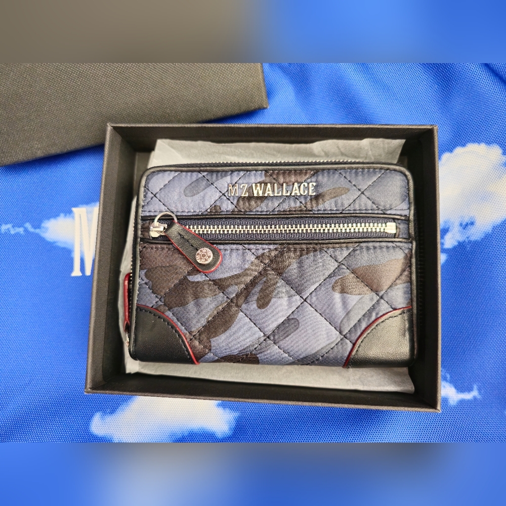 MZ Wallace Small Crosby Wallet in Dark Blue Camo